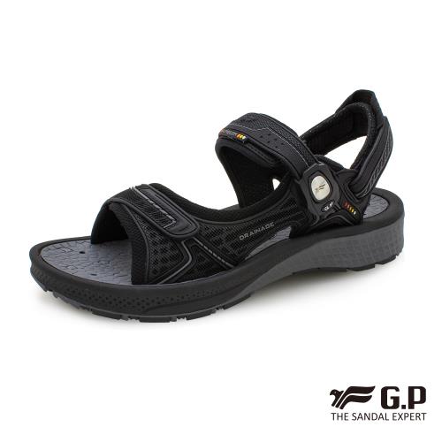 G.P 透氣舒適機能磁扣兩用涼拖鞋G9265M-黑灰色(SIZE:39-44 共二色)