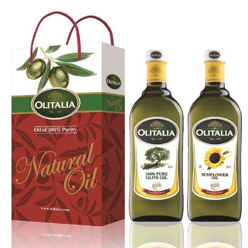Olitalia奧利塔-綜合油品禮盒2盒(橄欖油+葵花油/盒);1000ML/瓶