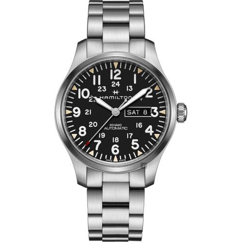 Hamilton漢米爾頓KHAKIFIELD卡其野戰機械手錶-黑x銀/42mmH70535131