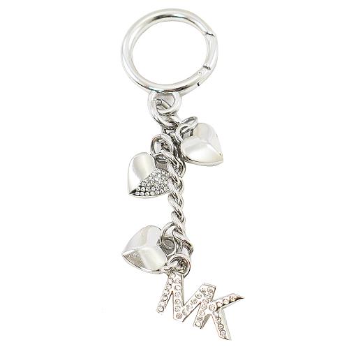  MICHAEL KORS 經典銀字LOGO 愛心水鑽造型鑰匙吊飾.銀