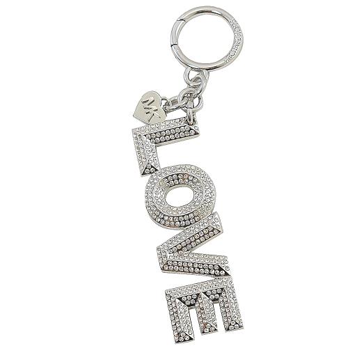 MICHAEL KORS LOVE 水鑽造型鑰匙吊飾.銀