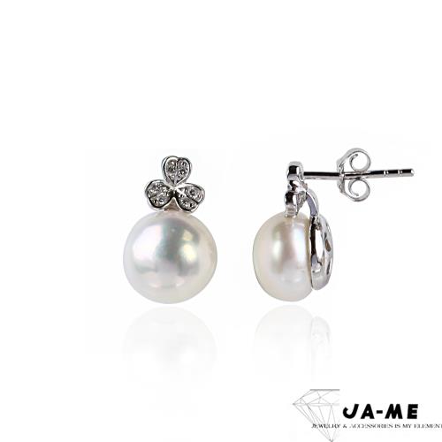 【JA-ME】8-9mm天然珍珠幸運草耳環