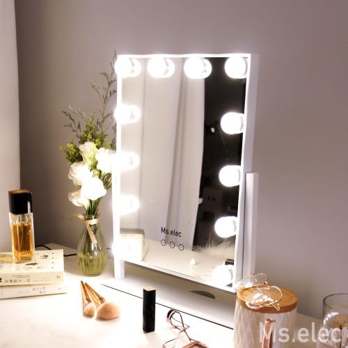 Ms.elec米嬉樂-璀璨巨星燈泡化妝鏡(LED化妝鏡好萊塢鏡燈泡鏡三色補光)