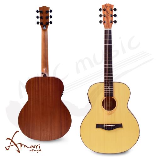 Amari 36吋 可插電附調音器 雲杉木面板旅行吉他(mini-EQ)原木色 加贈超值五寶