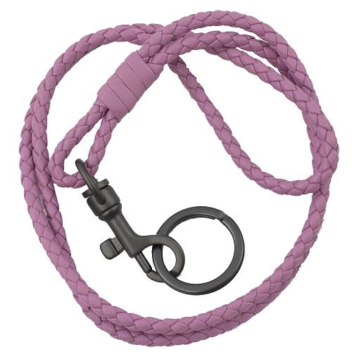 BOTTEGA VENETA 113540 編織皮革扣環吊飾鑰匙圈.粉紫