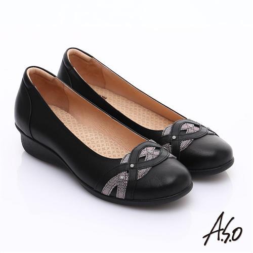 A.S.O 舒適通勤 水鑽奢華通勤鞋- 黑