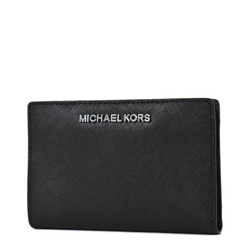 MICHAEL KORS 銀字防刮皮革證件卡夾/零錢包-附名片夾/黑色