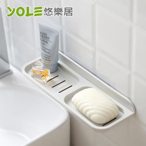 YOLE悠樂居-日式無痕吸壁雙格瀝水置物肥皂架(2組)
