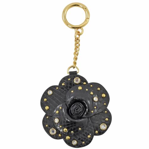 MICHAEL KORS KEY CHARMS 立體玫瑰花扣式鑰匙圈.黑