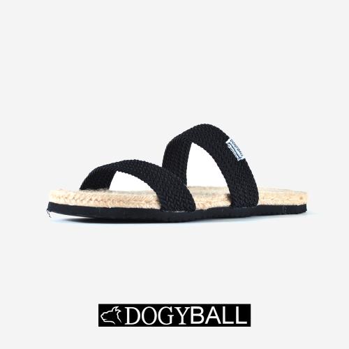 【Dogyball】簡單穿搭 輕鬆生活 簡約彈力雙帶草編涼拖鞋 黑色