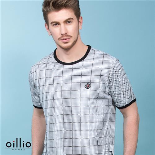 oillio歐洲貴族 男裝 短袖涼感 滿版圖樣 超柔布料 灰色-男款 男服飾 冰涼 冰爽 降溫 消暑 絲滑觸感 輕柔 防皺 抗皺 T-shirt