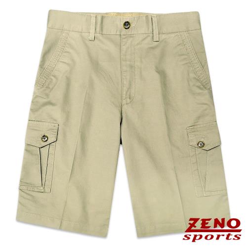 ZENO傑諾 水洗立體層次多口袋休閒短褲‧卡其綠