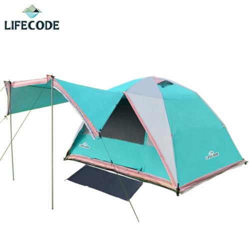 LIFECODE 立可搭5-6人雙層全罩式防雨速搭帳篷-高183cm (水藍色)