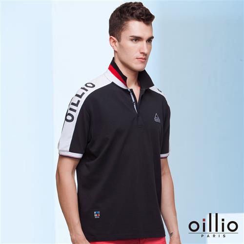 oillio歐洲貴族 男裝 休閒運動彈力 短袖POLO衫 舒適網眼透氣 黑色-男款 上衣 舒適 透氣 吸濕 排汗 萊卡彈力 性能佳 休閒服飾 