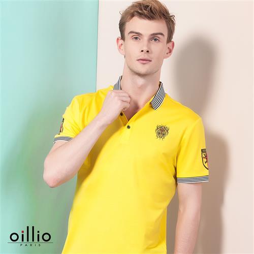 oillio歐洲貴族 男裝 短袖柔軟布料 POLO衫 舒適透氣棉衣料 黃色-男款 吸濕 排汗 透氣 不悶熱 夏日最佳 短袖上衣 高級服飾 休閒男士