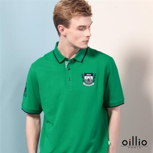 oillio歐洲貴族 男裝 吸濕 排汗 透氣 短袖POLO衫 素面基本款式 綠色-男款 男上衣 精品服飾 不悶熱 夏日推薦 休閒服裝 萊卡彈性 