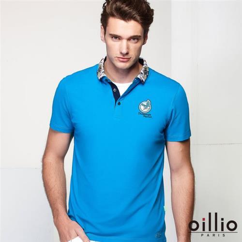 oillio歐洲貴族 男裝 短袖修身POLO衫 超柔透氣棉衣料 藍色-男款 服飾 男上衣 短袖 吸濕 排汗 舒適 透氣 乾爽 彈力 彈性 萊卡 