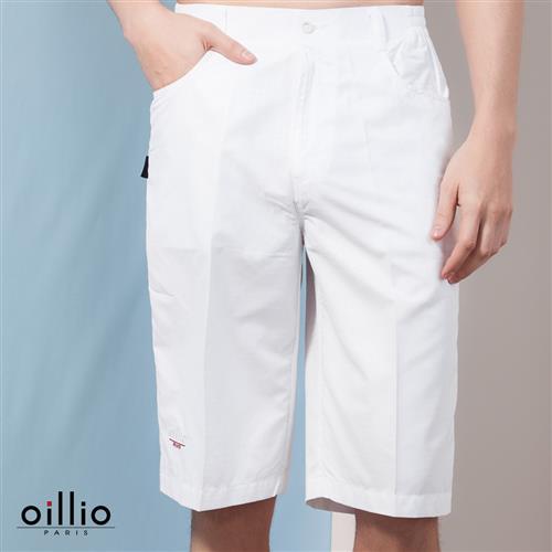 oillio歐洲貴族 男裝 休閒超柔抗皺短褲 細膩花紋設計 白色-男款 休閒服飾 冰涼 防皺 舒適 褲檔加大 口袋加大 加大尺碼