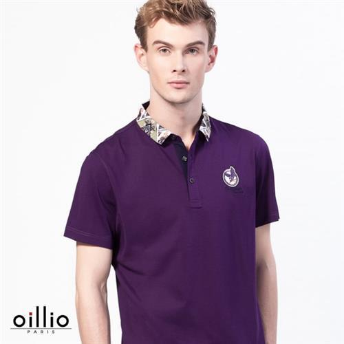 oillio歐洲貴族 男裝 短袖修身 短袖 POLO衫 超柔透氣棉衣料 紫色-男款 上衣 吸濕 排汗 透氣 不悶熱 舒適 高級 休閒服飾 紳士