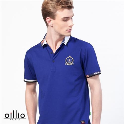 oillio歐洲貴族 男裝 超柔抗皺透氣 短袖POLO衫 舒適修身款式 藍色-男款 舒適透氣 棉料 抗皺 不悶熱 高端品質 精品服裝 上衣