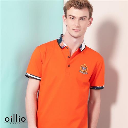 oillio歐洲貴族 男裝 棉質超柔抗皺透氣POLO衫 舒適修身版型款式 橘色-男款 上衣 吸濕排汗 不悶熱 透氣 輕柔 高級服飾品牌