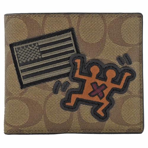 COACH 66591 Keith Haring 聯名限量八卡短夾.咖