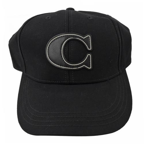 COACH 33777 經典C LOGO 徽章棉質棒球帽.黑