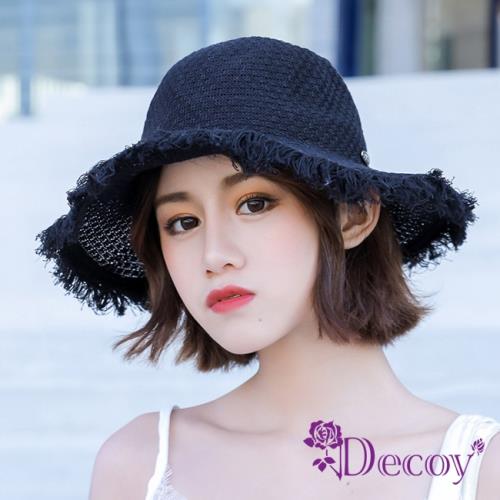 【Decoy】空靈少女＊編織夏季防曬遮陽草帽漁夫帽/黑
