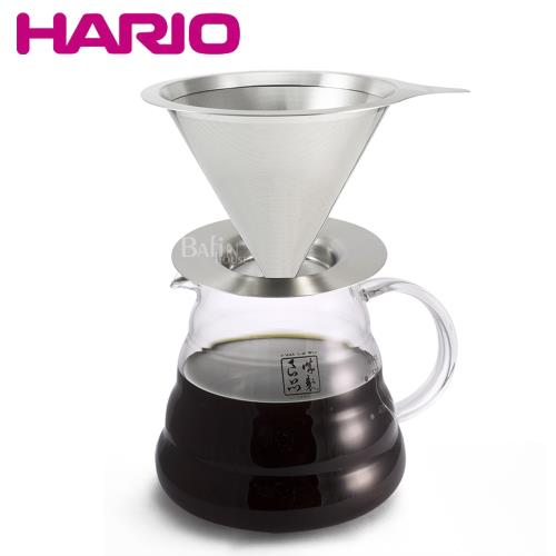 【HARIO】V60免濾紙02不鏽鋼濾杯+誠製良品 雲朵咖啡壺650ml