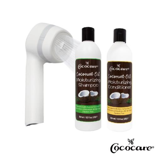 Cococare可可兒 -保濕植萃洗髮乳354ml+潤澤精萃潤髮乳 354ml+Duskin 新除氯蓮蓬頭組