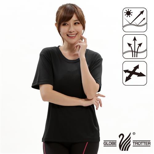 【遊遍天下】 MIT台灣製中性款純色透氣吸排圓領機能衫(黑色)