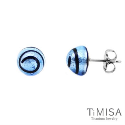 【TiMISA】轉轉繽紛(5色) 琉璃純鈦耳環一對