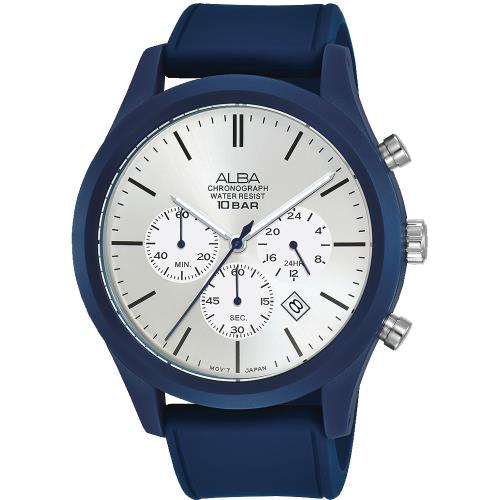 ALBA雅柏 嶄新自我三眼計時運動錶(藍/43mm) VD53-X347B AT3G29X1