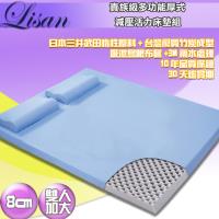 LISAN 8公分高規格厚式減壓活力床墊組-藍- 雙人加大