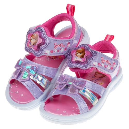 《布布童鞋》Disney蘇菲亞小公主蝴蝶結紫色兒童電燈涼鞋(16~19公分) [ B9L577F ] 