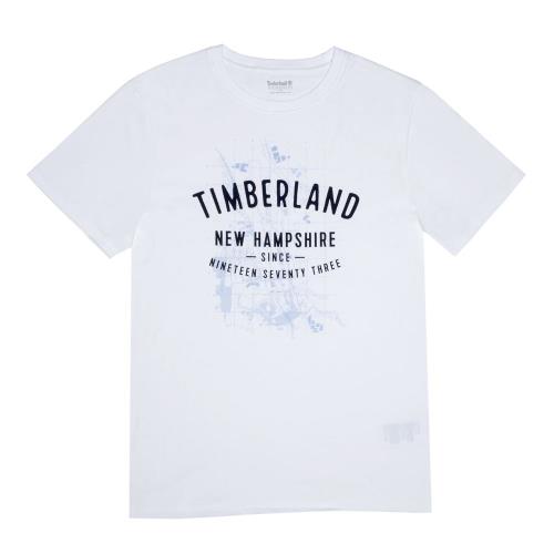 Timberland男款白色地圖圖案短袖T恤A21A8100