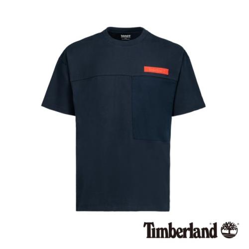 Timberland男款深寶石藍色拼接設計寬版短袖T恤A1VU2433