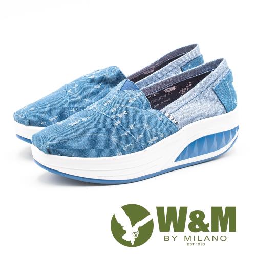 W&M BOUNCE系列 春意盎然 刷破感增高厚底女鞋-淺藍(另有深藍)