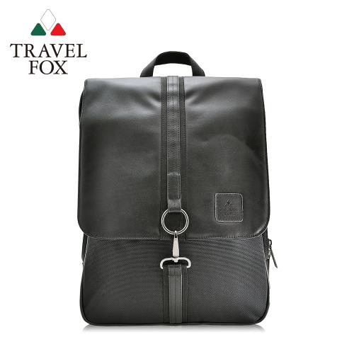TRAVEL FOX 旅狐  時尚皮質三層減壓電腦後背包 (TB535-01) 黑色