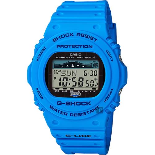 CASIO卡西歐G-SHOCK太陽能電波衝浪手錶-海洋藍GWX-5700CS-2