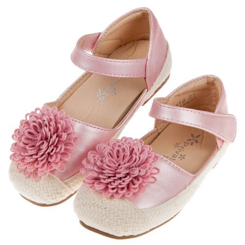 《布布童鞋》夏日編織緹花粉色兒童公主鞋(15~19公分) [ Q9J519G ] 