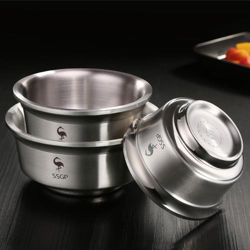 PUSH!廚房用品雙層隔熱304不鏽鋼加深防滑碗雙層湯碗防燙碗(16cm)E133