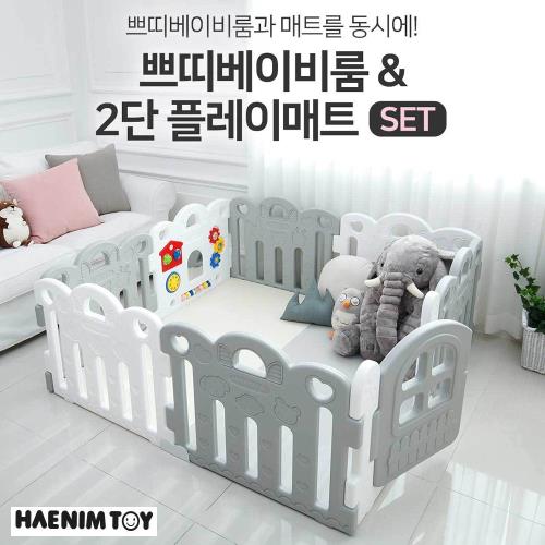 韓國【HAENIM TOY】8片裝Petit安全圍欄+遊戲地墊 HNP-737(8P)+HNM-802