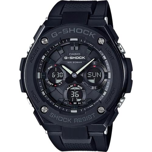 CASIO G-SHOCK 絕對強悍太陽能數位手錶-IP黑錶殼/膠帶(GST-S100G-1B)