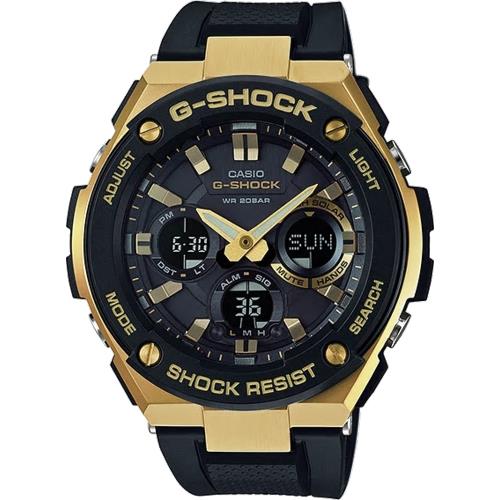 CASIO G-SHOCK 絕對強悍太陽能數位手錶-IP金錶殼/膠帶(GST-S100G-1A)