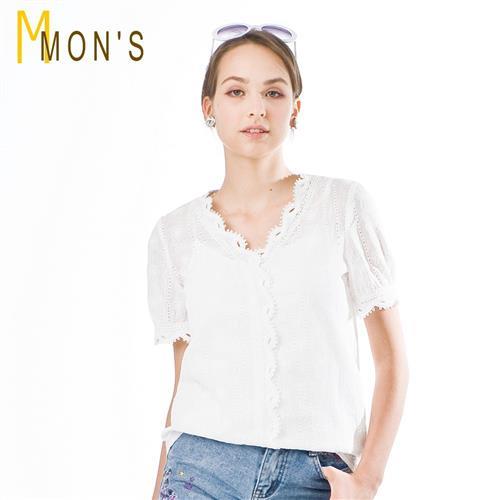 MONS法式名品蕾絲100%棉質上衣