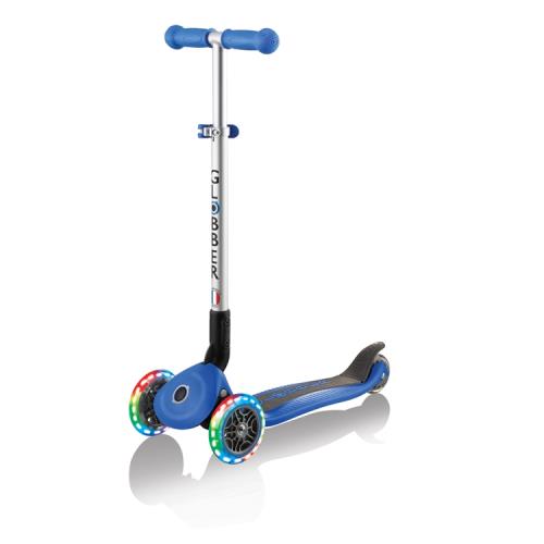 【酷炫發光前輪】GLOBBER 哥輪步 兒童2合1三輪摺疊滑板車-海軍藍