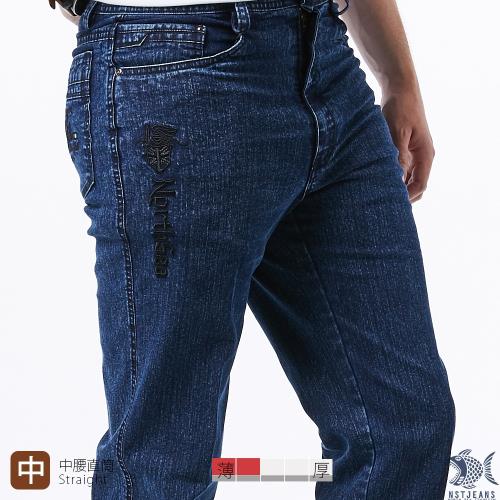【斷碼出清】經文刺青 輕磅 竹碳x彈性纖維男牛仔褲-中腰直筒 NST Jeans  390(5727)