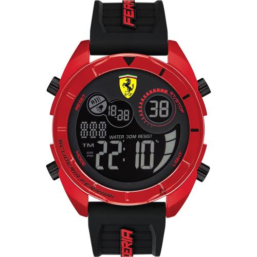 Scuderia Ferrari 法拉利 奔馳電子計時手錶-紅x黑 FA0830549