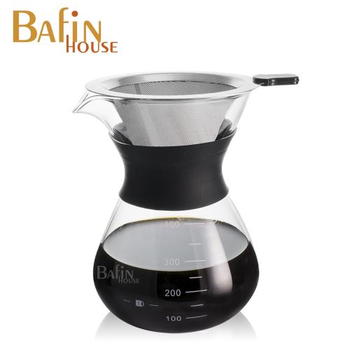 【Bafin House】不鏽鋼雙層濾網手沖咖啡壺400ml